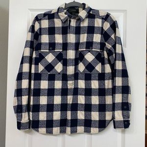J. Crew Buffalo Check Quarter Zip Flannel Jacket